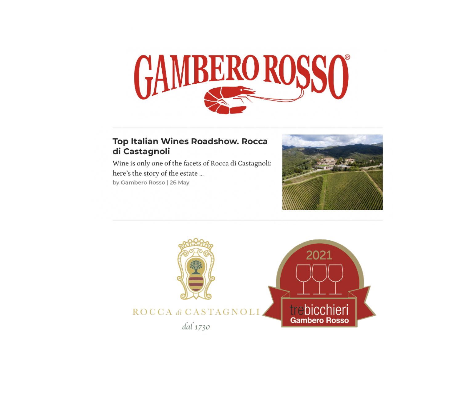 The last article about us is on Gambero Rosso International