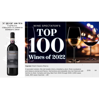 WINE SPECTATOR'S TOP 100 - CAPRAIA 2018 AT #22! Calì