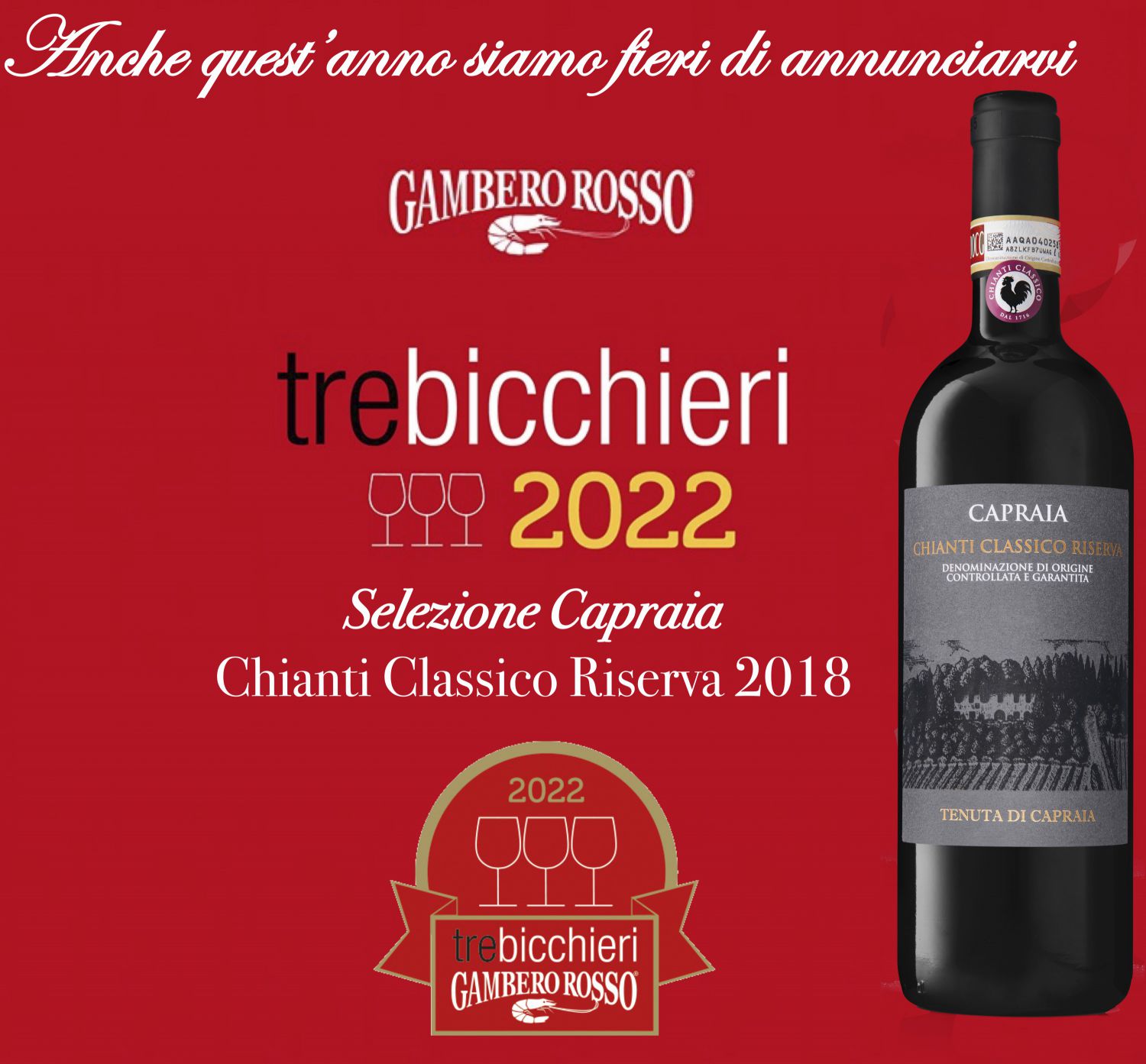 The awards Tre Bicchieri Gambero Rosso 2022 goes to